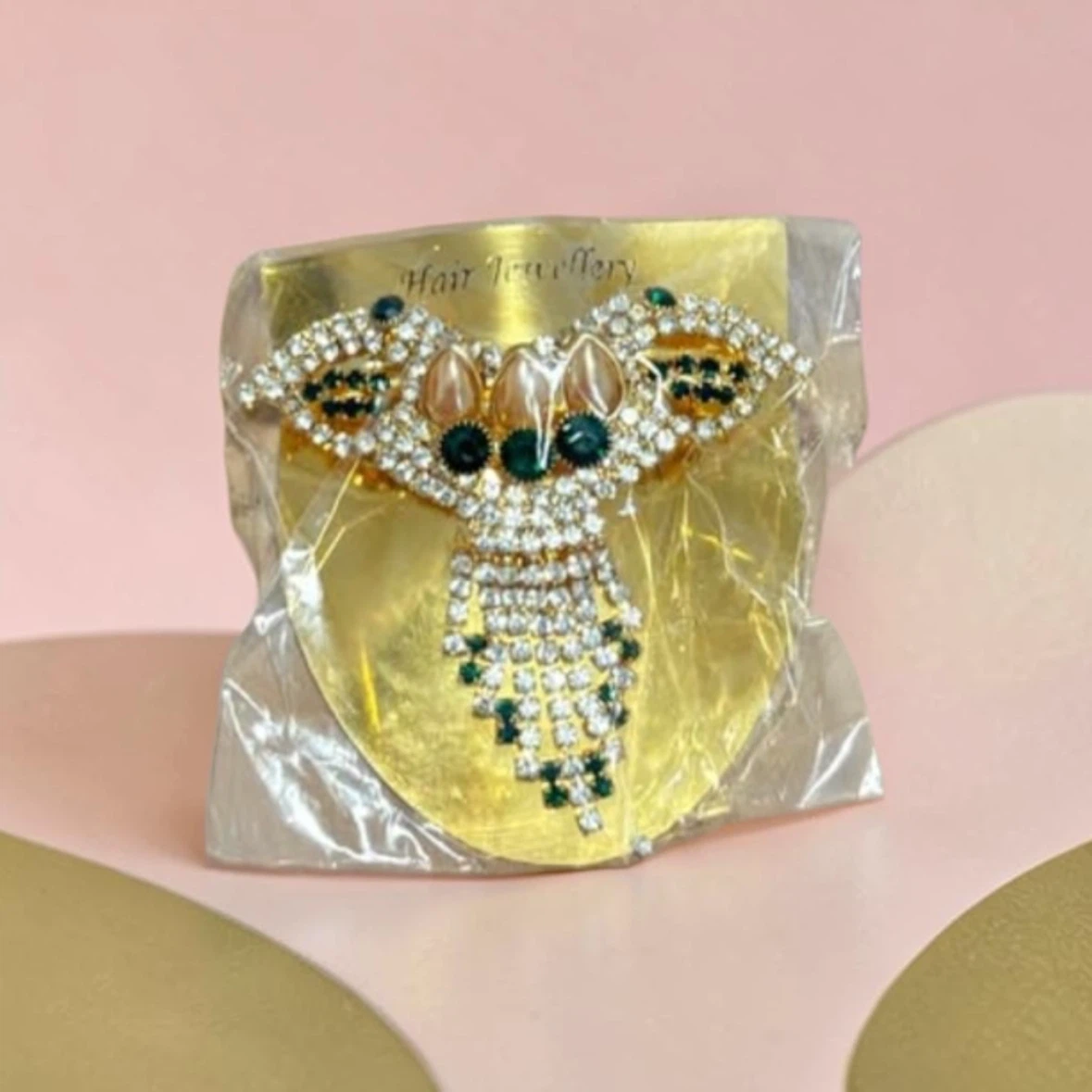 Rhinestone Green Gold Hair Jewelry