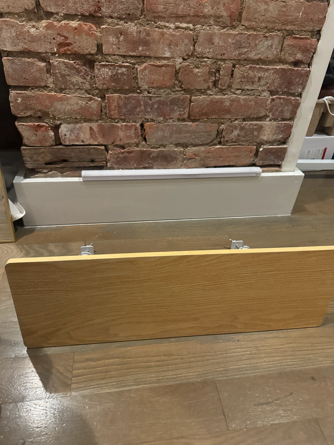 Wooden Shelf with White Brackets - photo 2