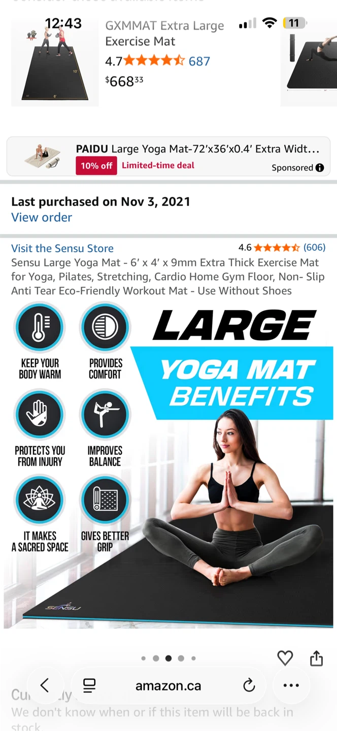 Sensu Large Exercise Mat - 6' x 4' - photo 5
