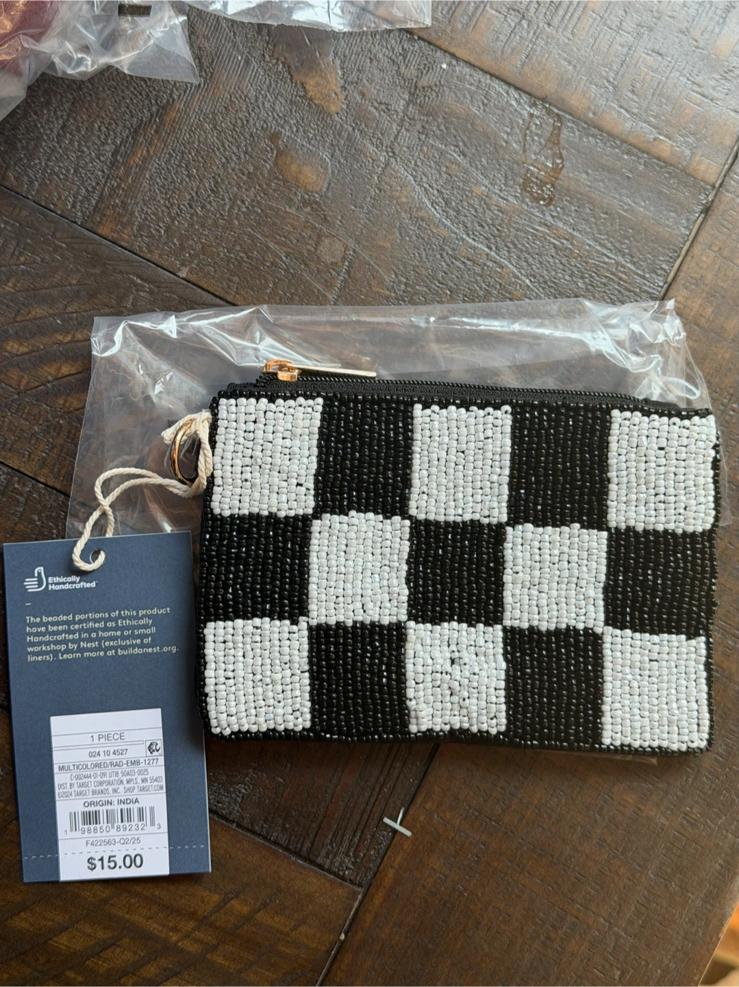 NWT Universal Thread Black & White Beaded Coin purse bag - photo 2