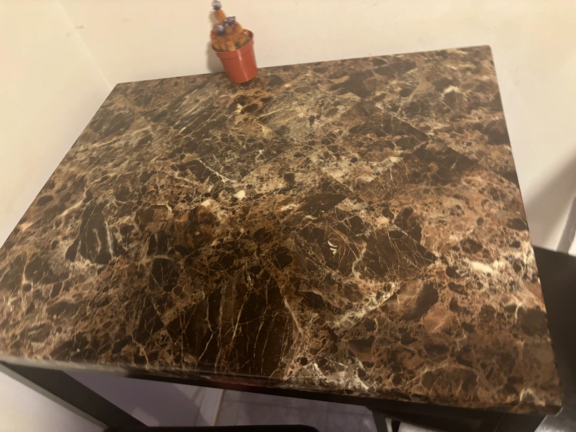 Counter Height Dining Set with Faux Marble Table and 2 Chairs - photo 3
