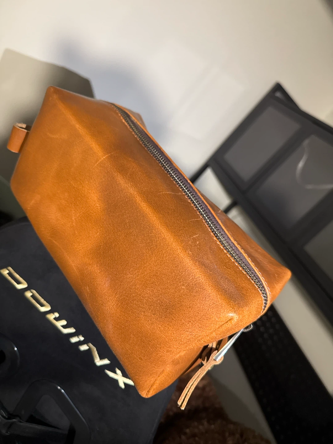 Brown Leather Toiletry Bag