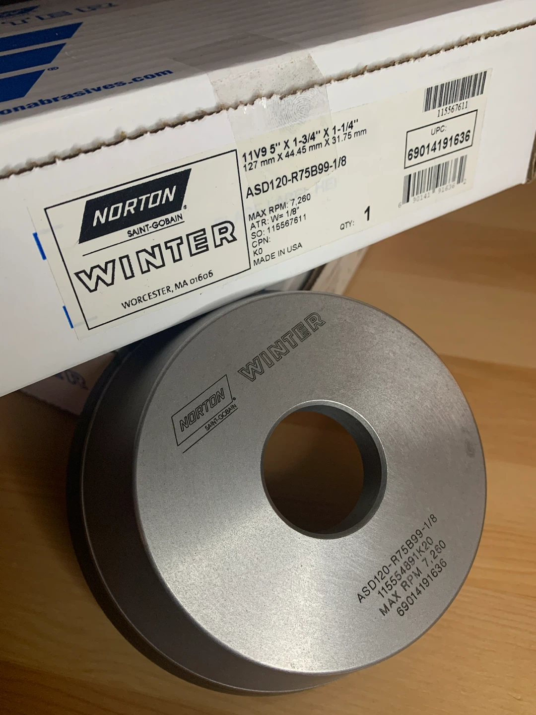 NEW Norton Winter Diamond Grinding Wheel – Model 69014191636