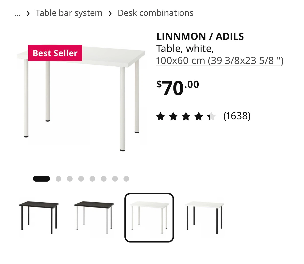 IKEA LINNMON / ADILS Table - White