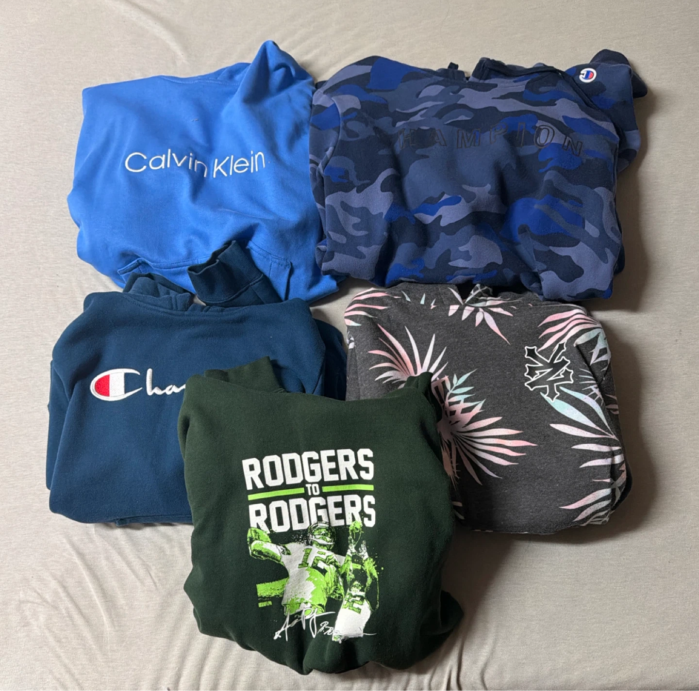 Bunch of hoodies