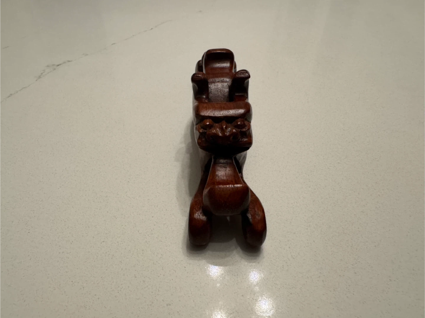 Vintage Chinese Carved Rosewood Beast Calligraphy Brush Holder - photo 3