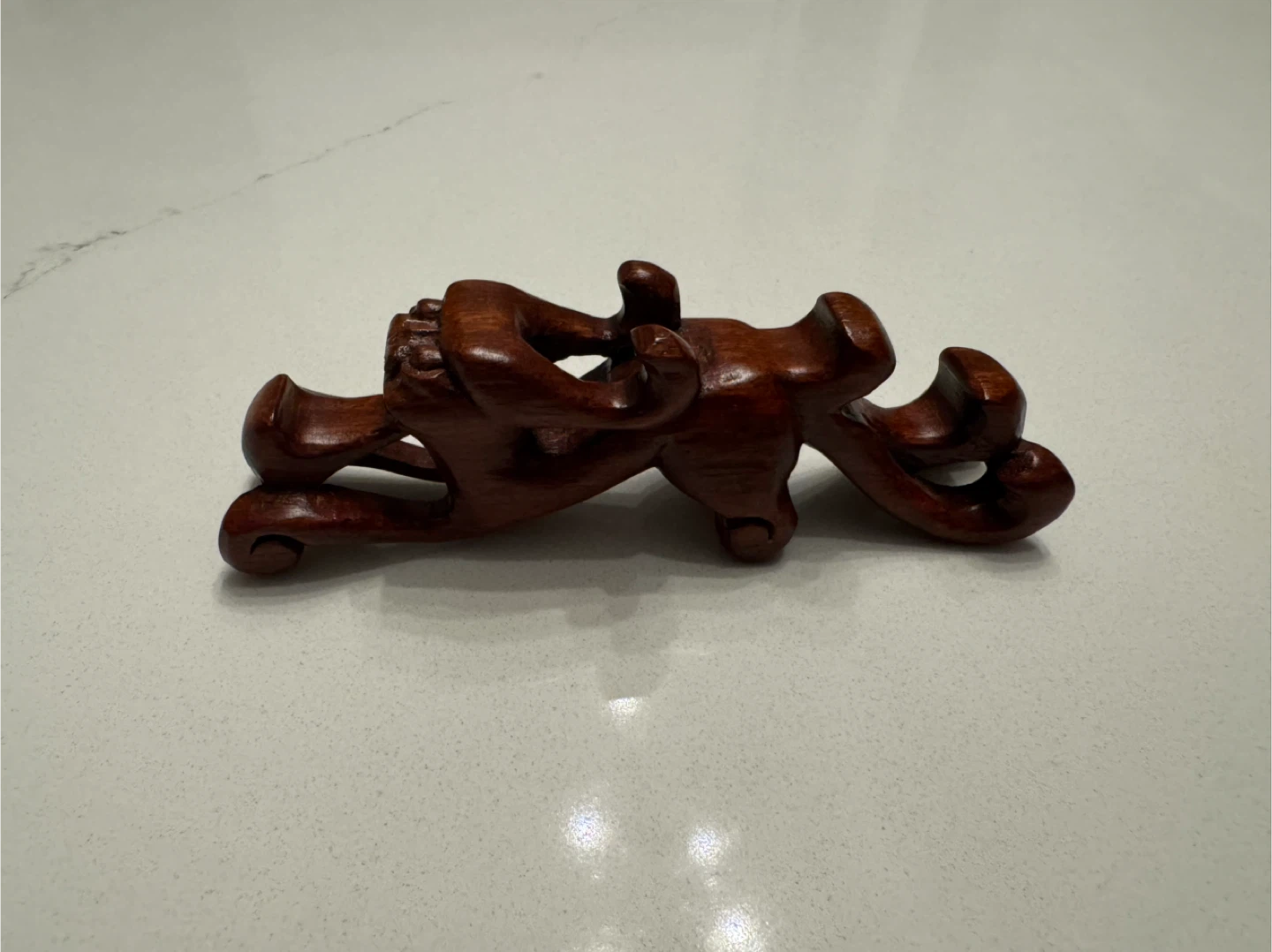 Vintage Chinese Carved Rosewood Beast Calligraphy Brush Holder