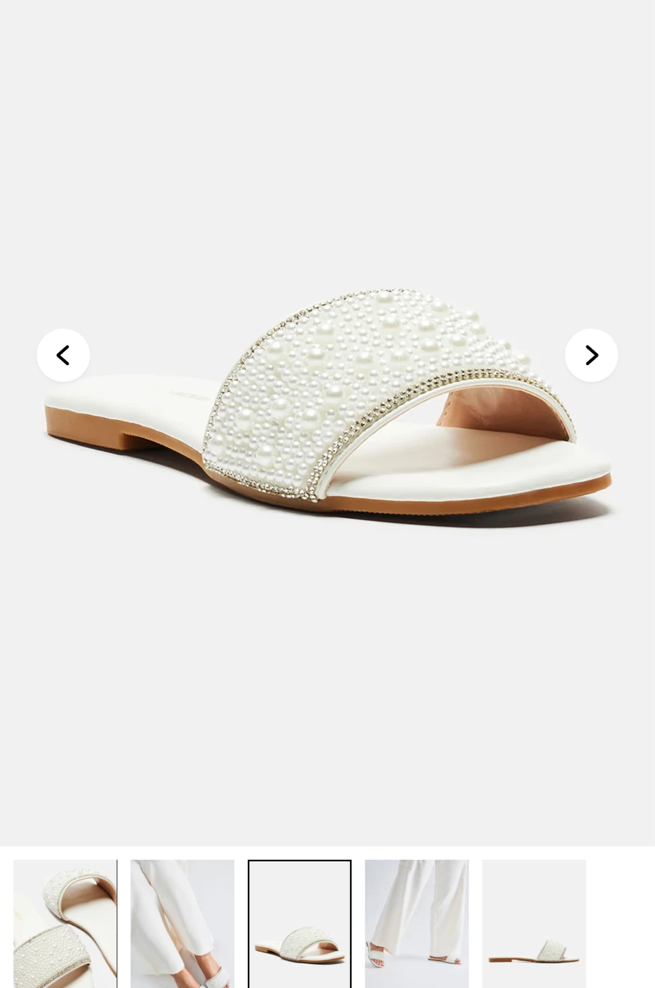 NEW! White Pearl Embellished Slides 7.5 - photo 2