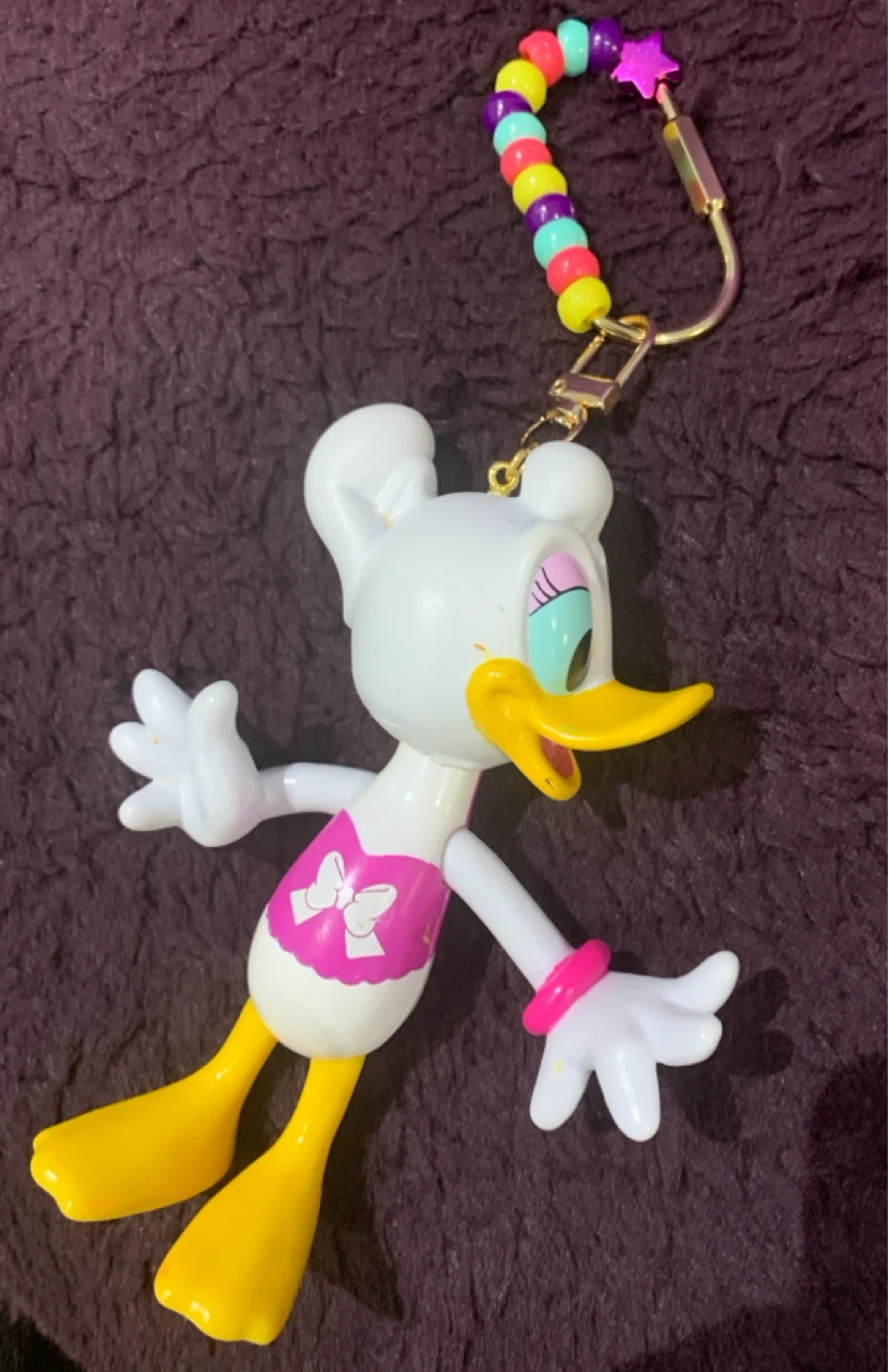 Daisy Duck Keychain with Beaded Strap