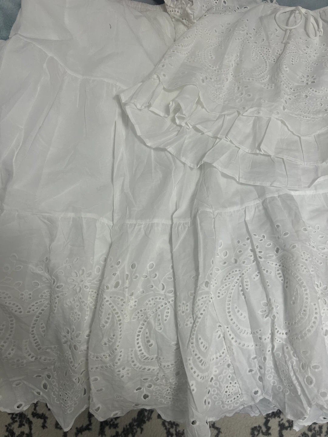 White Broderie Anglaise Tiered Midi Dress