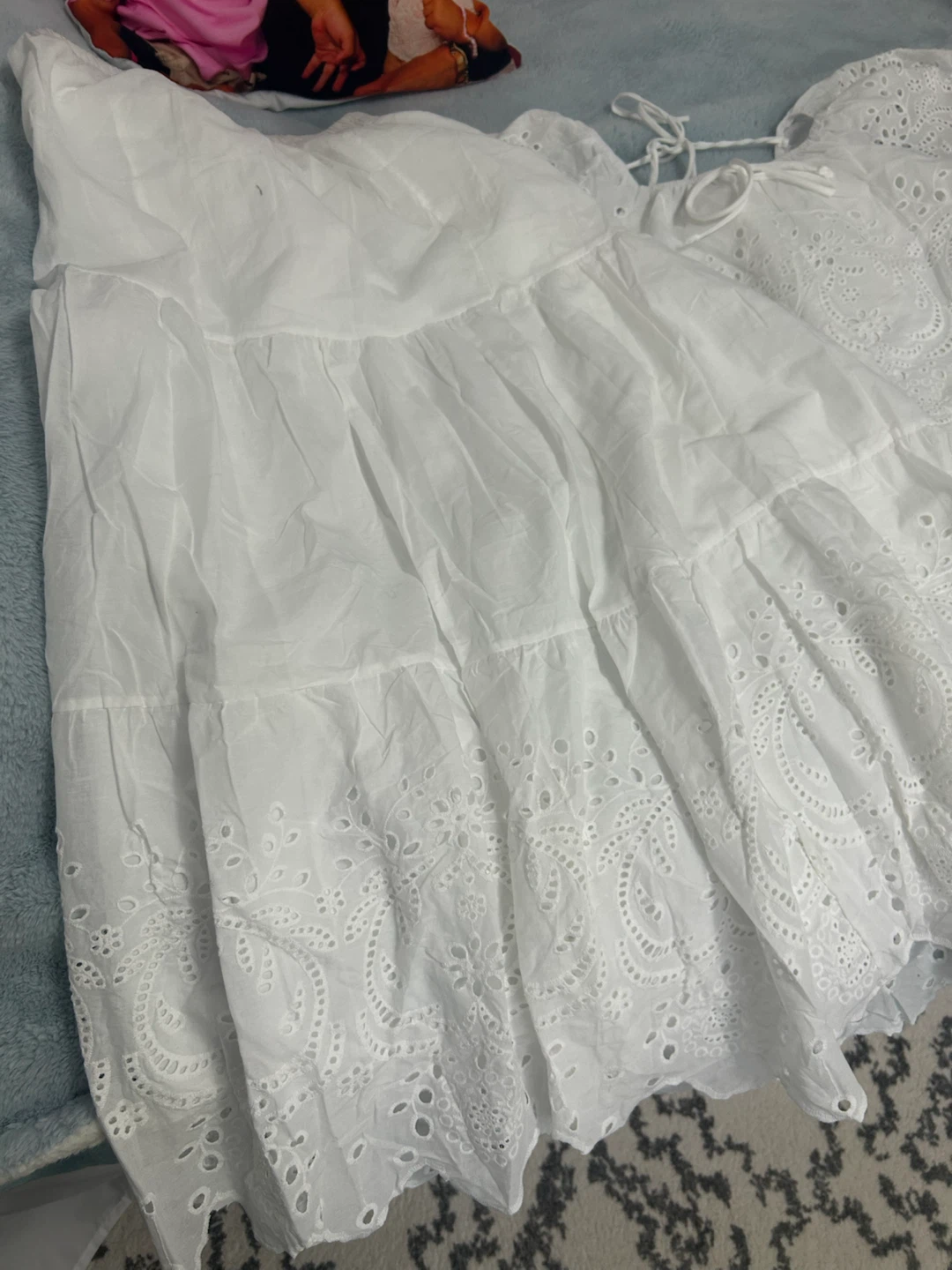 White Broderie Anglaise Tiered Midi Dress - photo 3