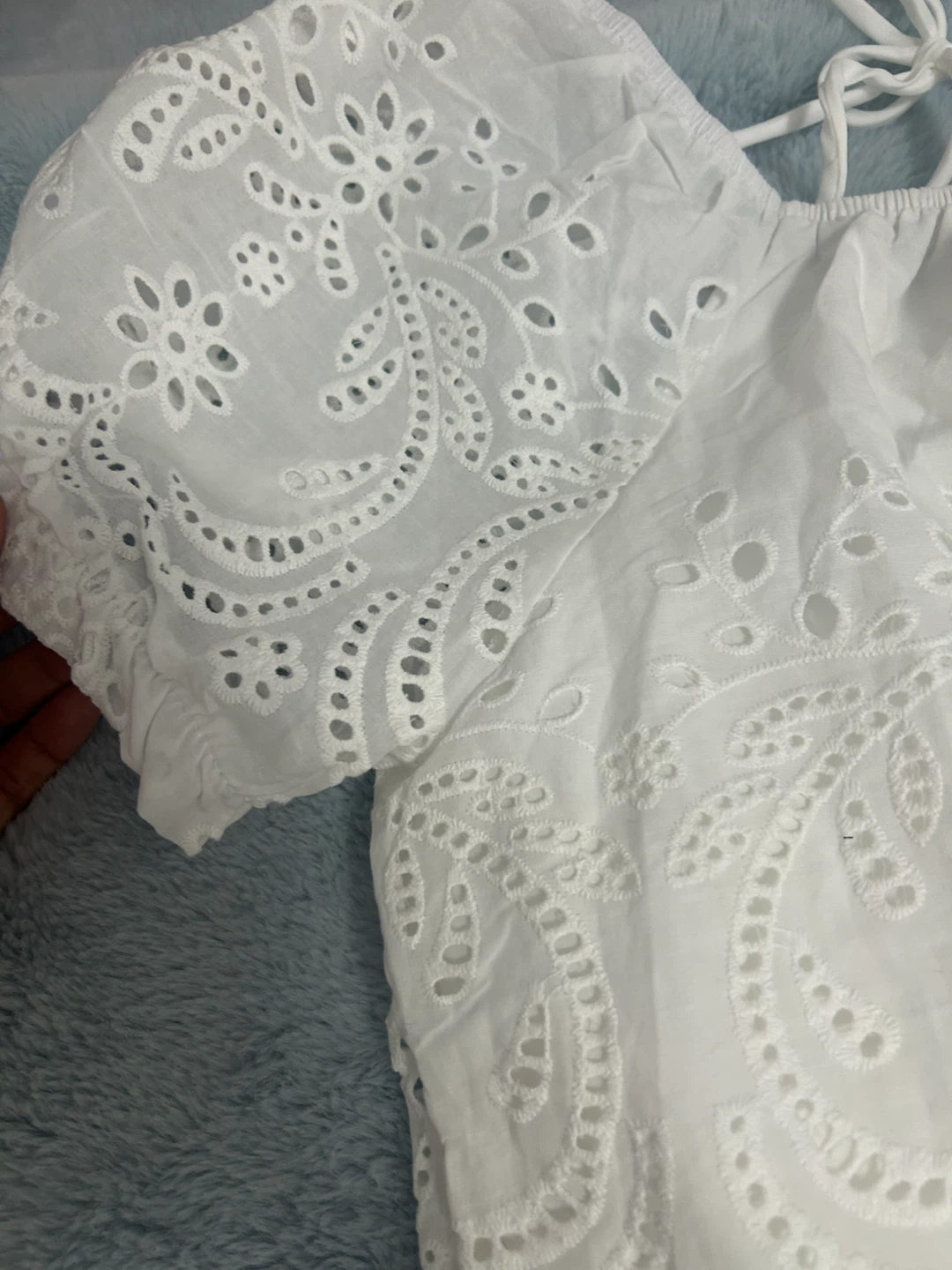 White Broderie Anglaise Tiered Midi Dress - photo 4