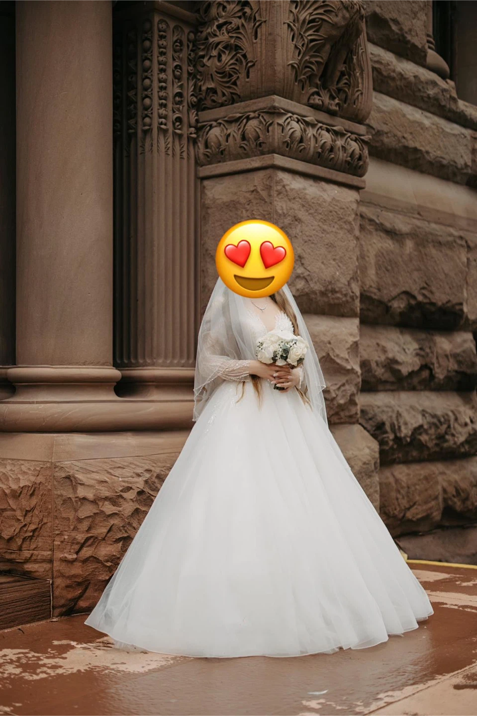 Stunning White Wedding Dress with Beaded Bodice and Long Sleeves - photo 3
