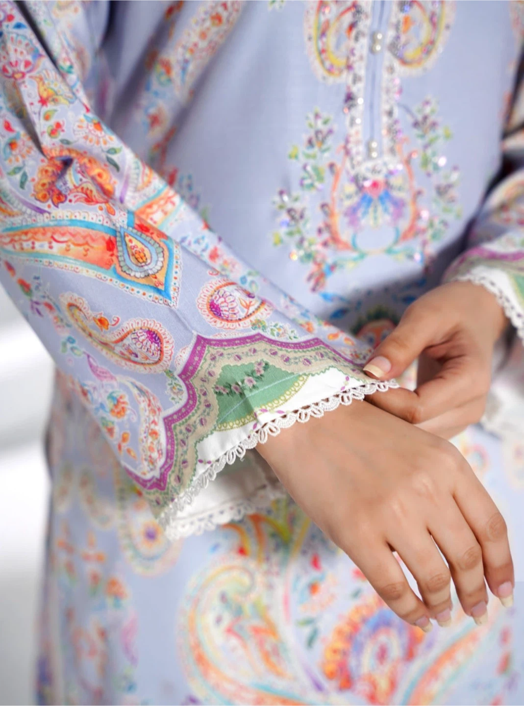 Embellished PK Raw Silk Kurta and Trouser Set - photo 4