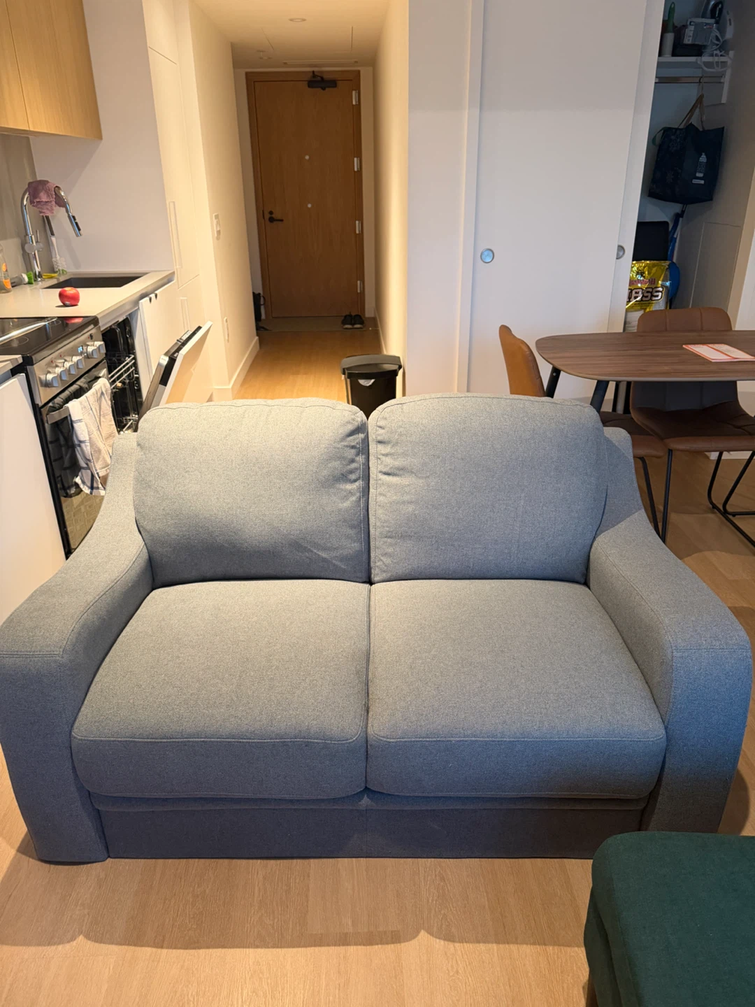 Grey Fabric Loveseat Sofa