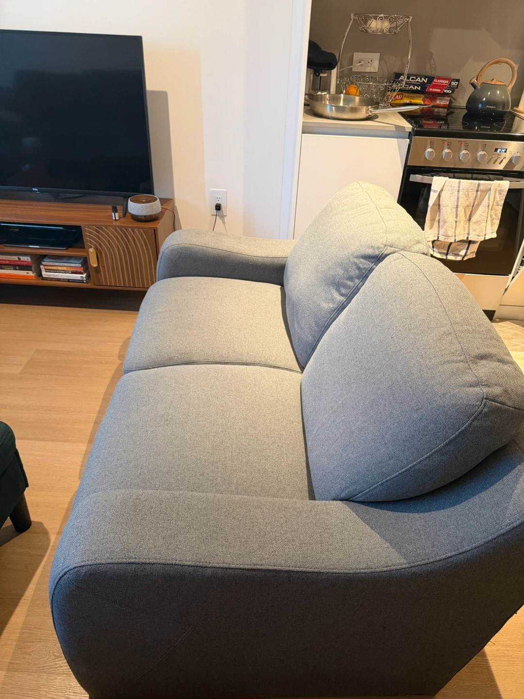 Grey Fabric Loveseat Sofa - photo 2
