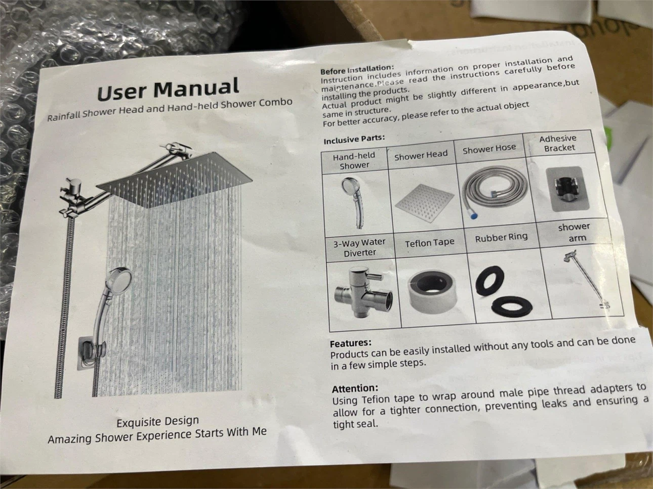Rainfall Shower Head and Hand-held Shower Combo - photo 3