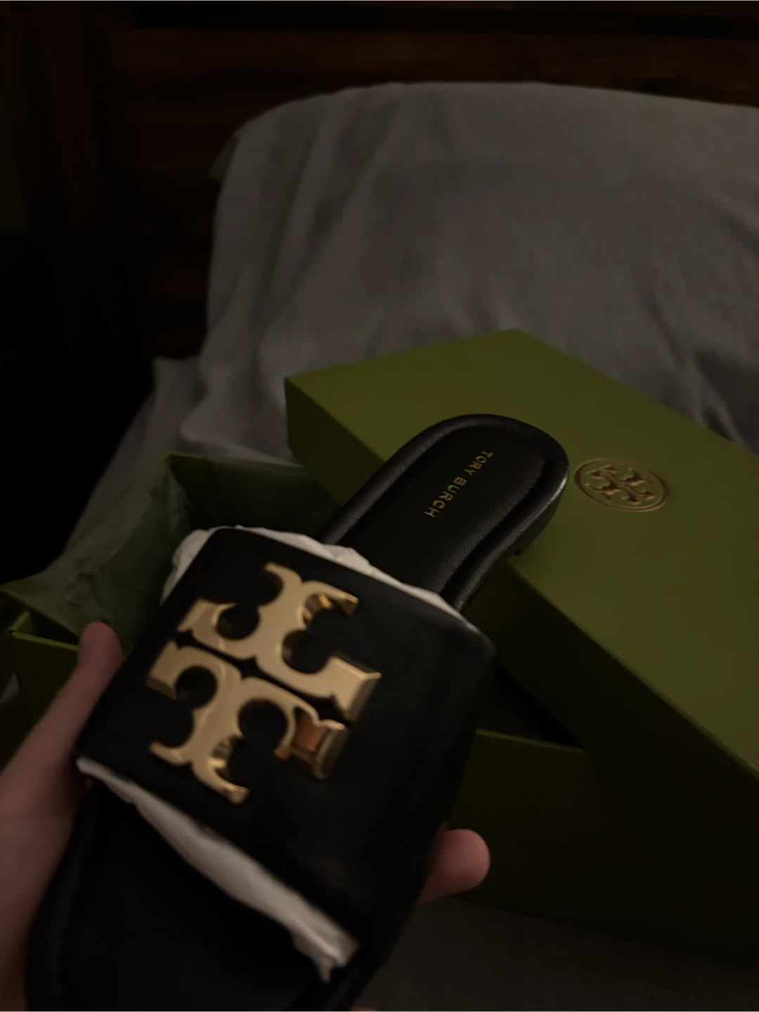 Tory Burch Black Leather Miller Slides