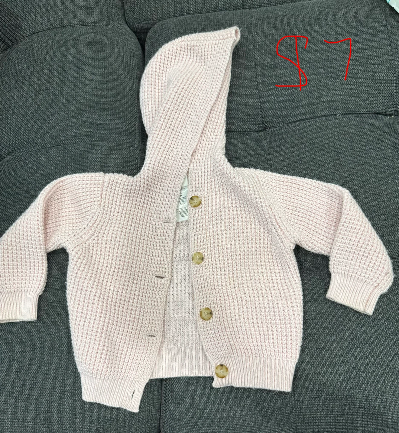 Kids Pink Knit Cardigan with Hood