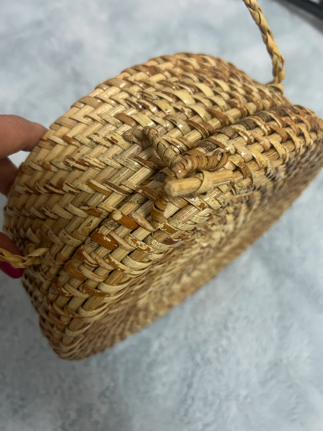 Round Woven Rattan Crossbody Bag - photo 2