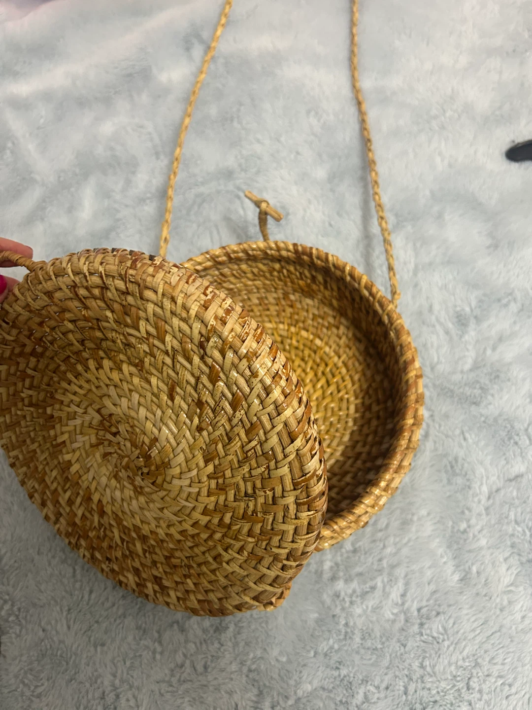 Round Woven Rattan Crossbody Bag - photo 4