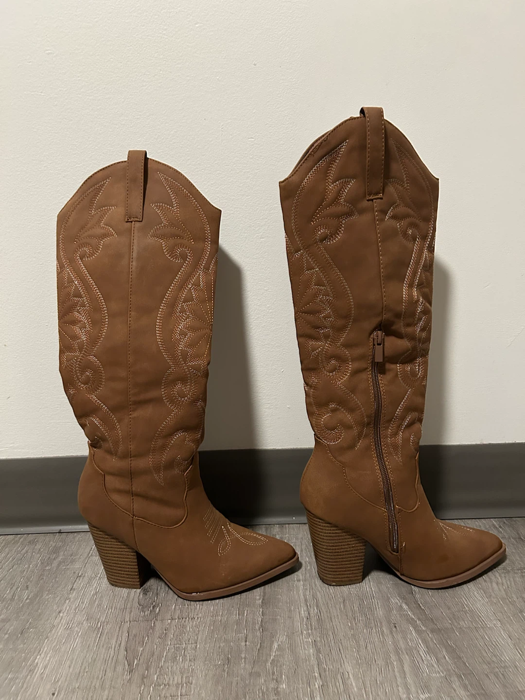 Brown Faux Suede Cowboy Boots - photo 2
