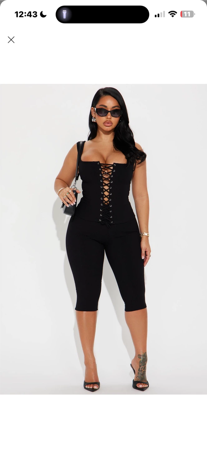 Black Lace-Up Corset Jumpsuit