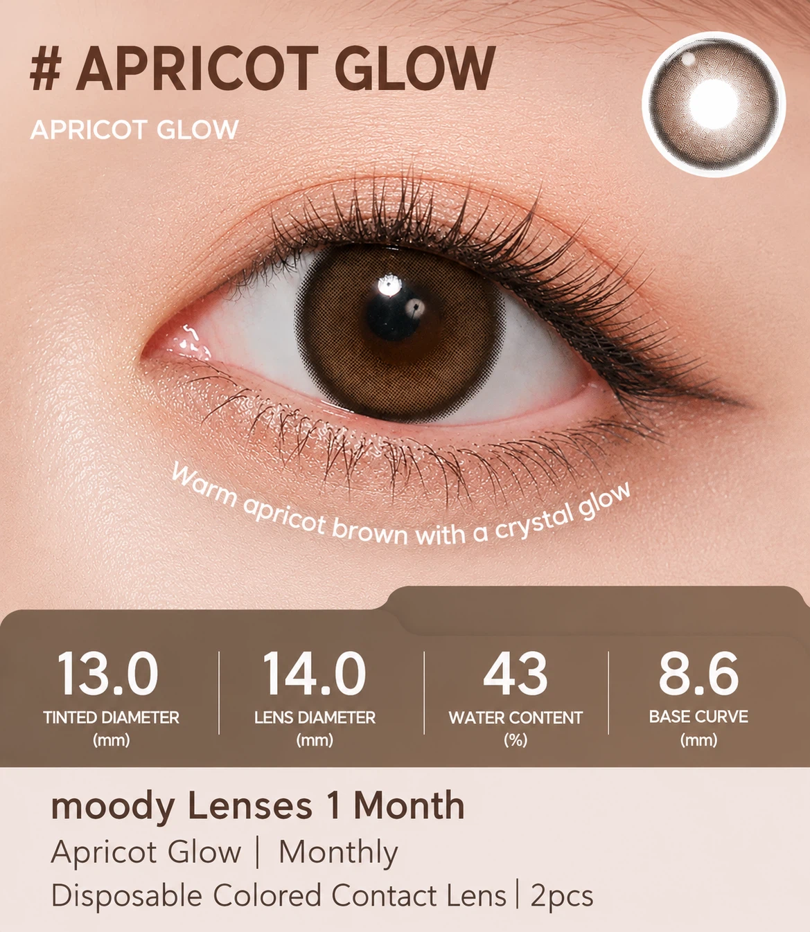 Moody Apricot Glow Monthly Colored Contact Lenses - 2pcs - photo 3