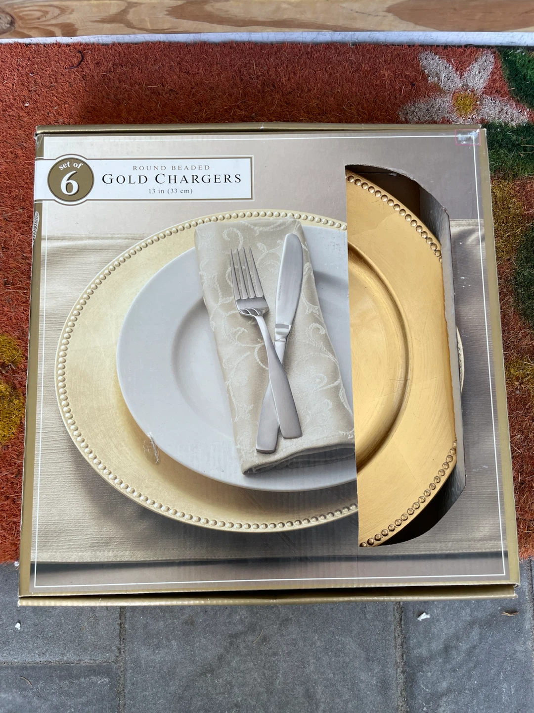 12 Gold Formal Charger Plates - NEW