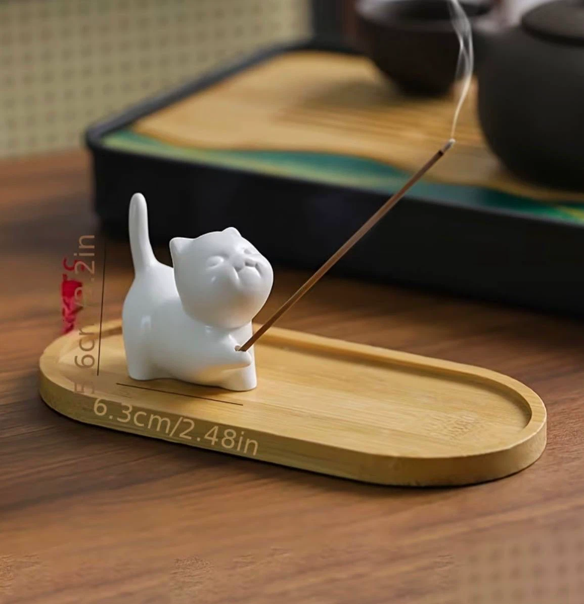 Cute Cat & Tangerine Incense Holder Set - photo 4