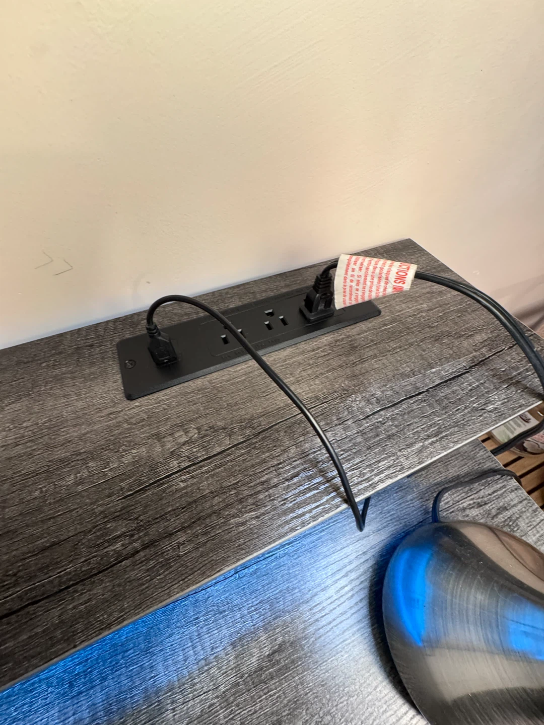 Computer Desk with Built-in Power Strip and LED Lights - photo 2