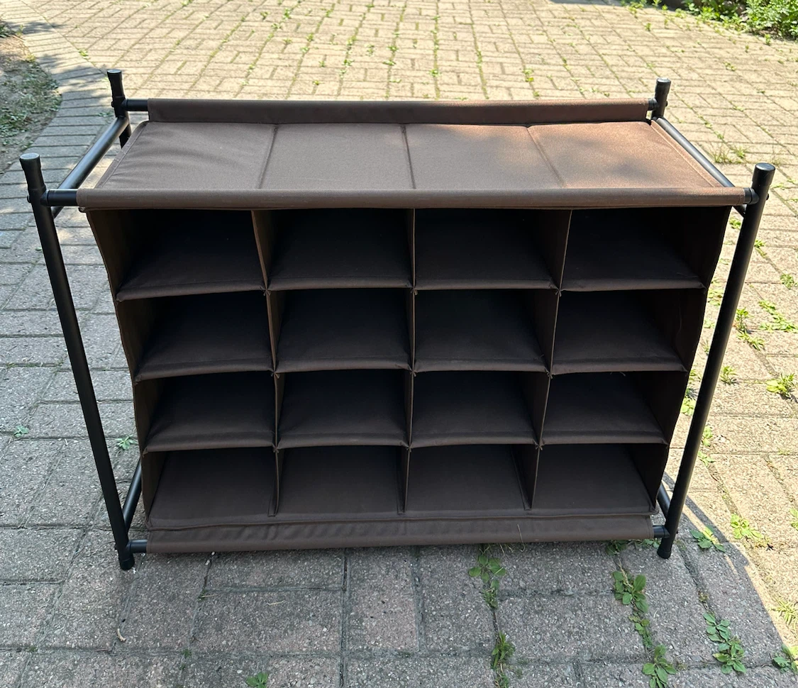 Brown 16-Cube Shoe Rack Organizer