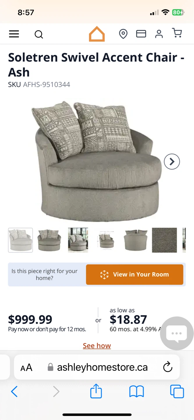 Sorensen Swivel Accent Chair - Ash