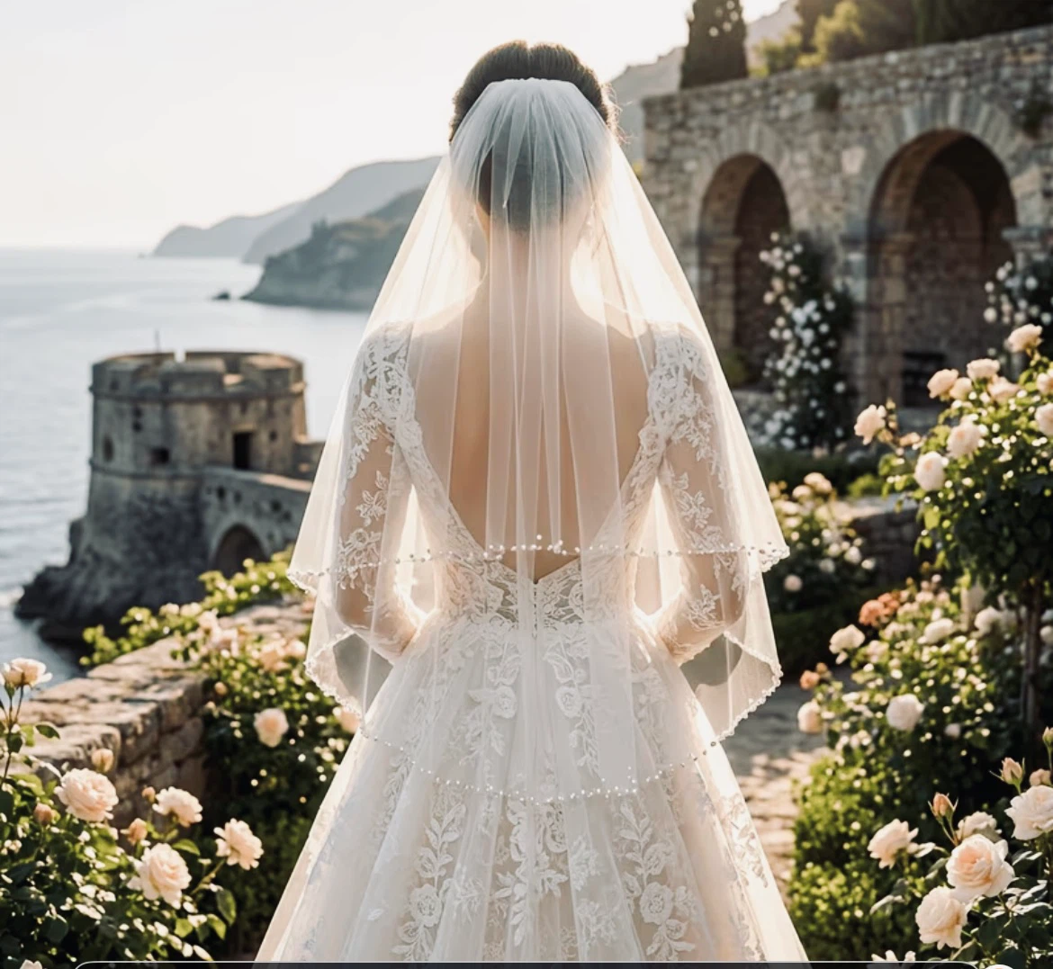 2 layer Bridal Veil with Pearls