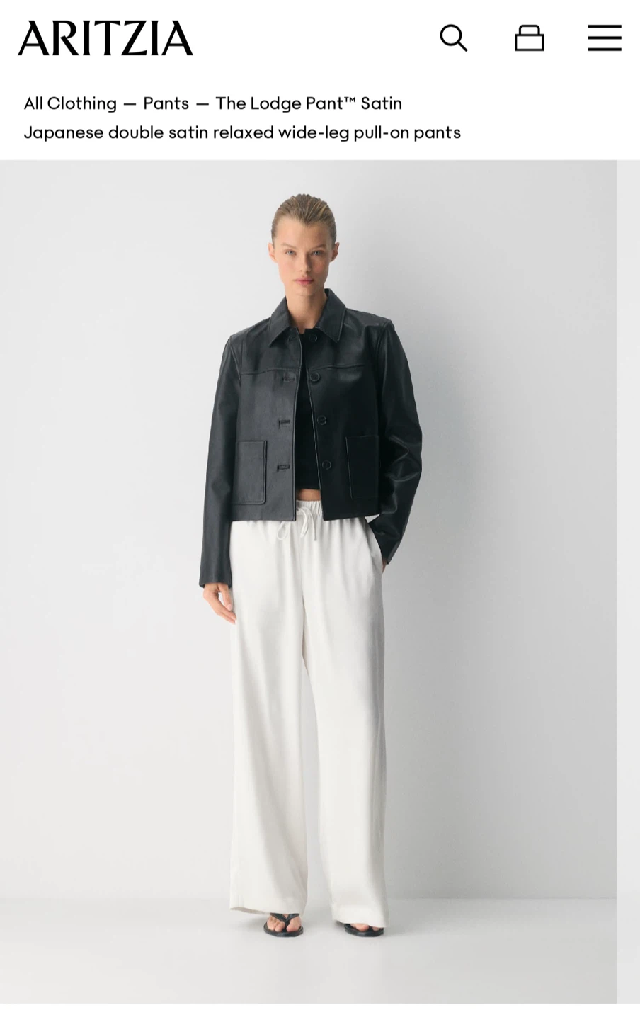 Aritzia The Lodge Pant Satin Wide-Leg Pants