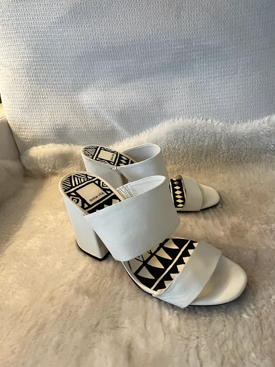 Dolce Vita White Leather Block Heels Size 7.5 - photo 2