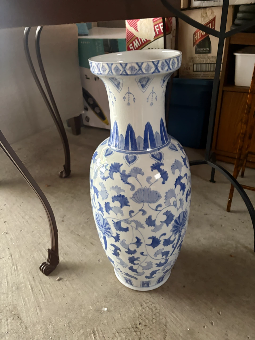 Blue and White Floral Porcelain Vase