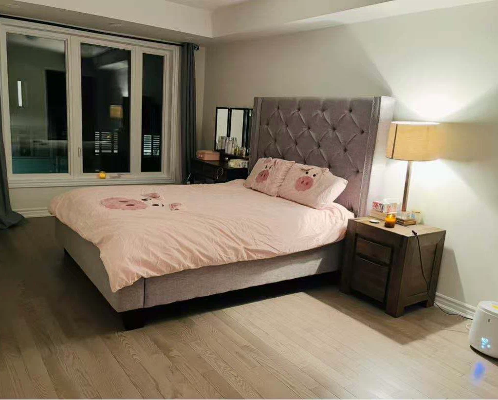 Queen- Upholstered Tufted Headboard Bed Frame
