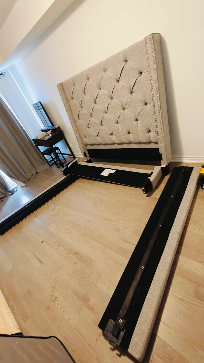 Queen- Upholstered Tufted Headboard Bed Frame - photo 2