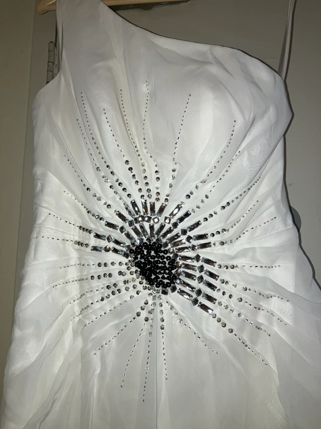 White One-Shoulder Gown with Embellishments - photo 2
