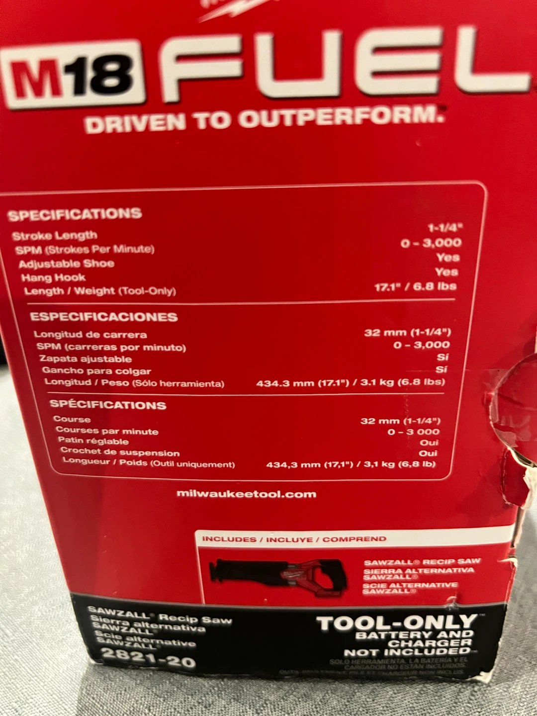 Milwaukee M18 Fuel Sawzall - photo 3