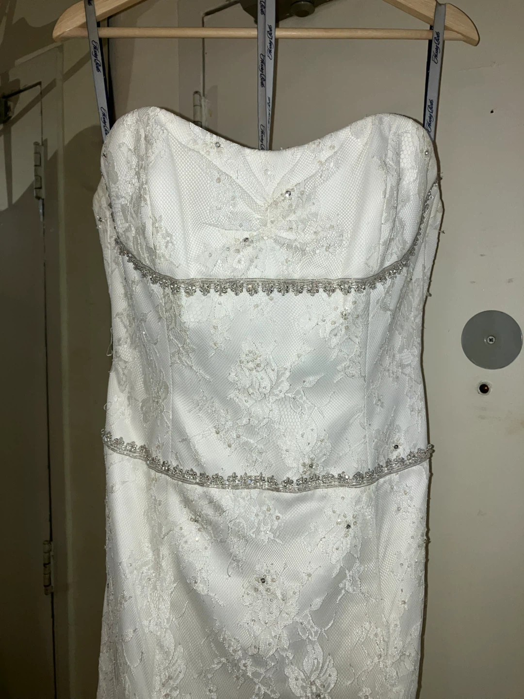 White Strapless Wedding Dress with Beading - photo 2