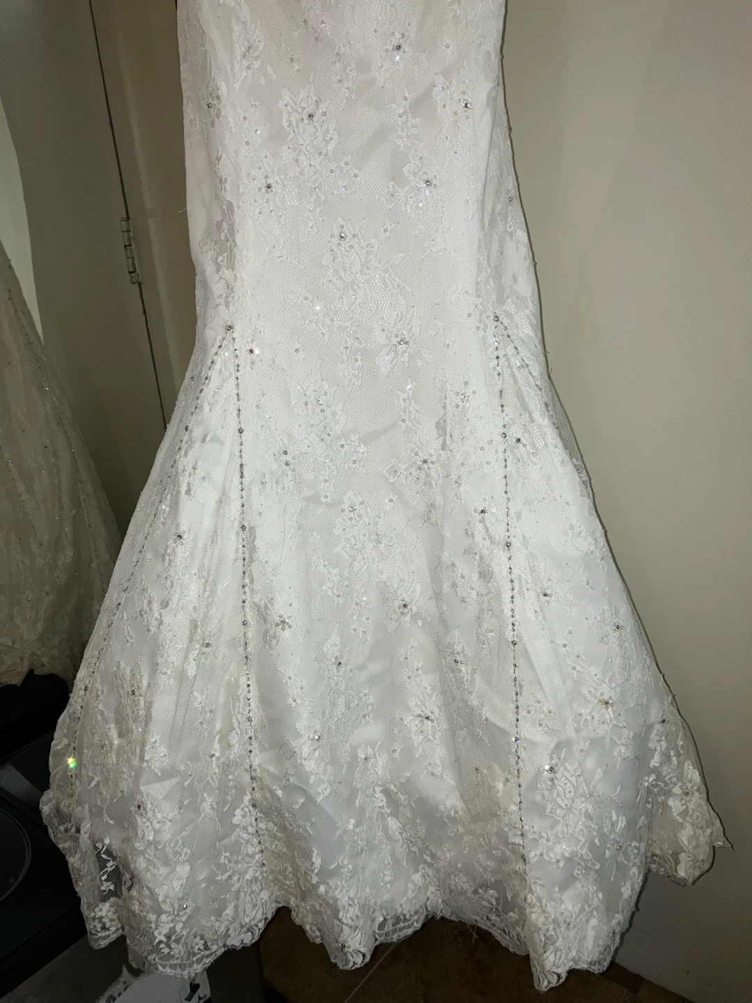 White Strapless Wedding Dress with Beading - photo 3