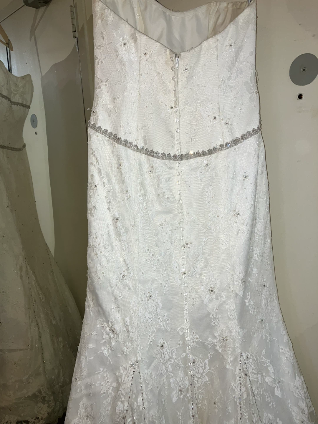 White Strapless Wedding Dress with Beading - photo 5
