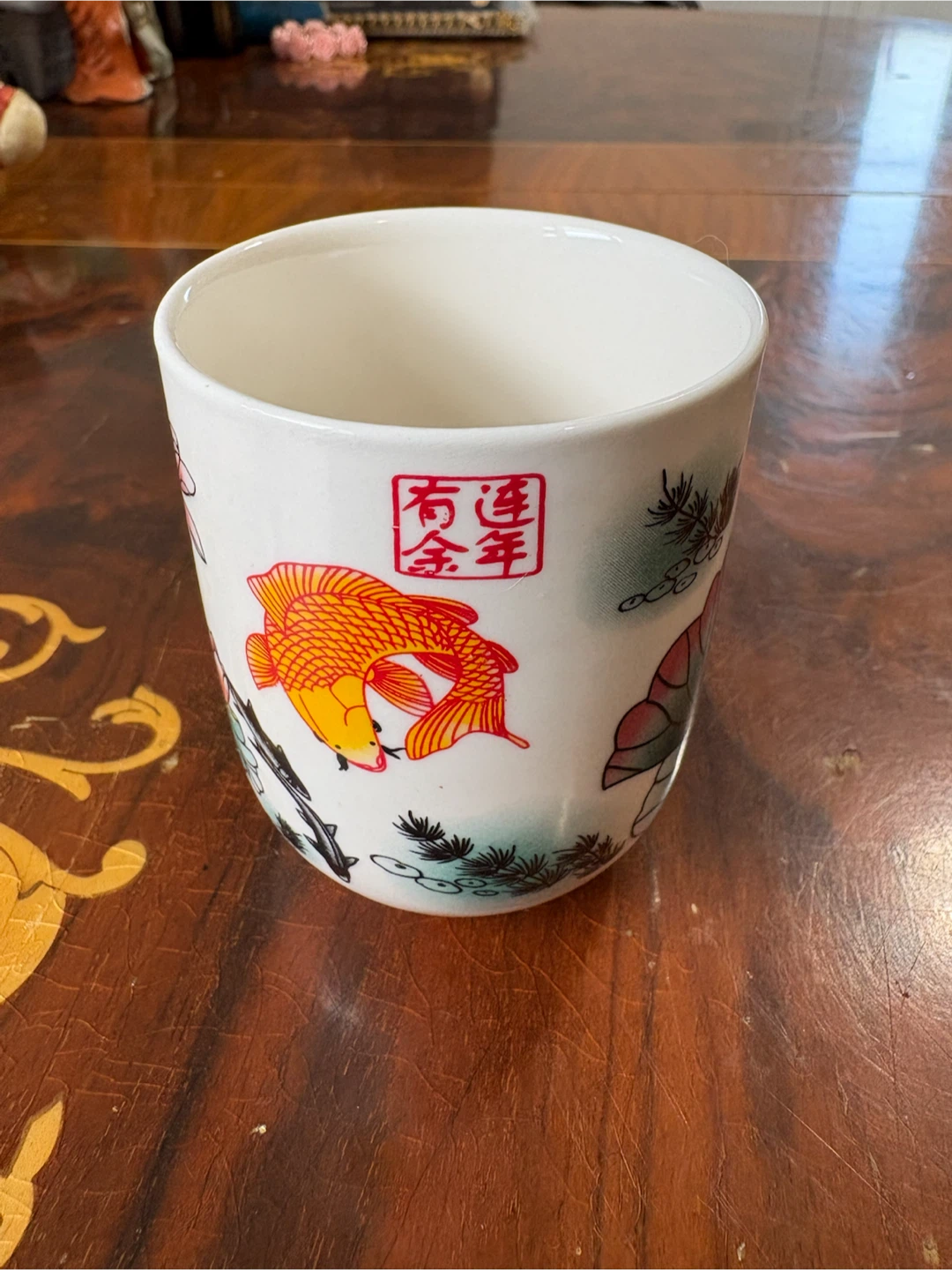 Decorative Cup with Koi Fish Design