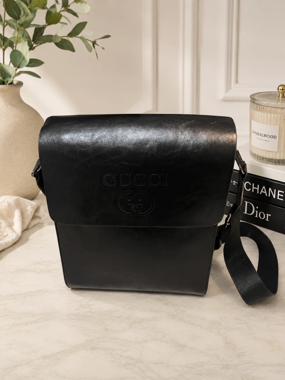 Black Leather Crossbody Bag