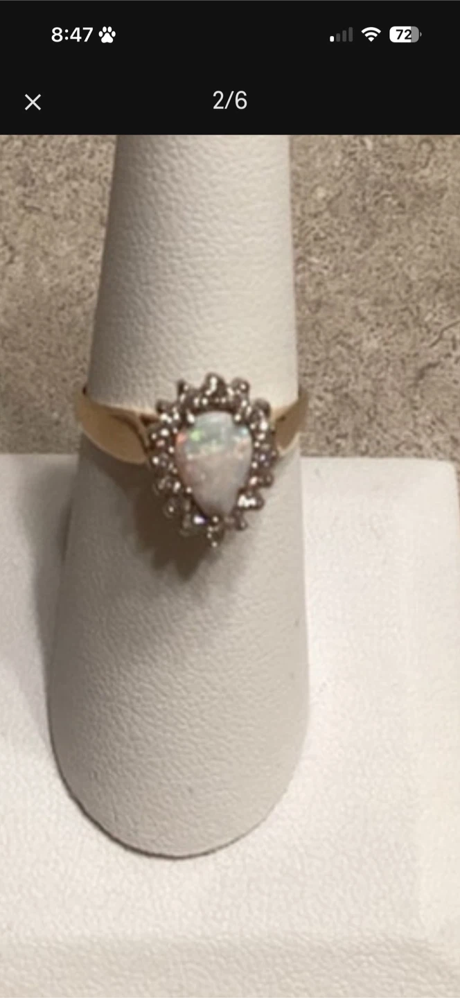 Opal and diamond ring