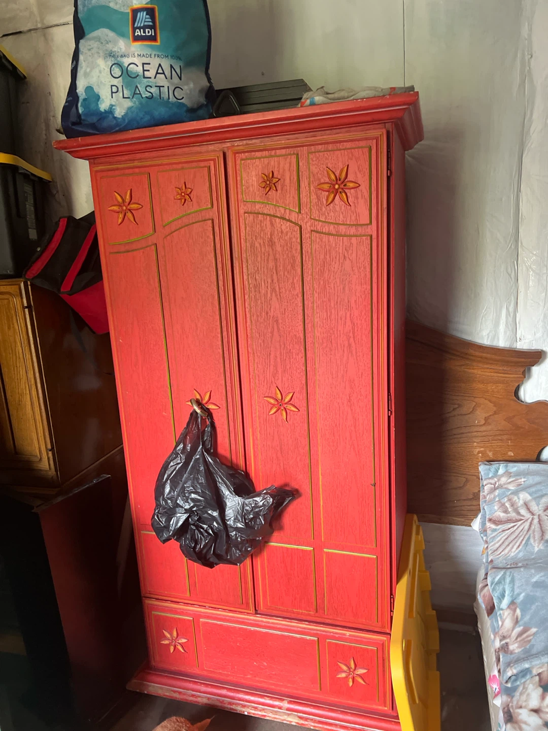 Red Armoire with Star Details - photo 2
