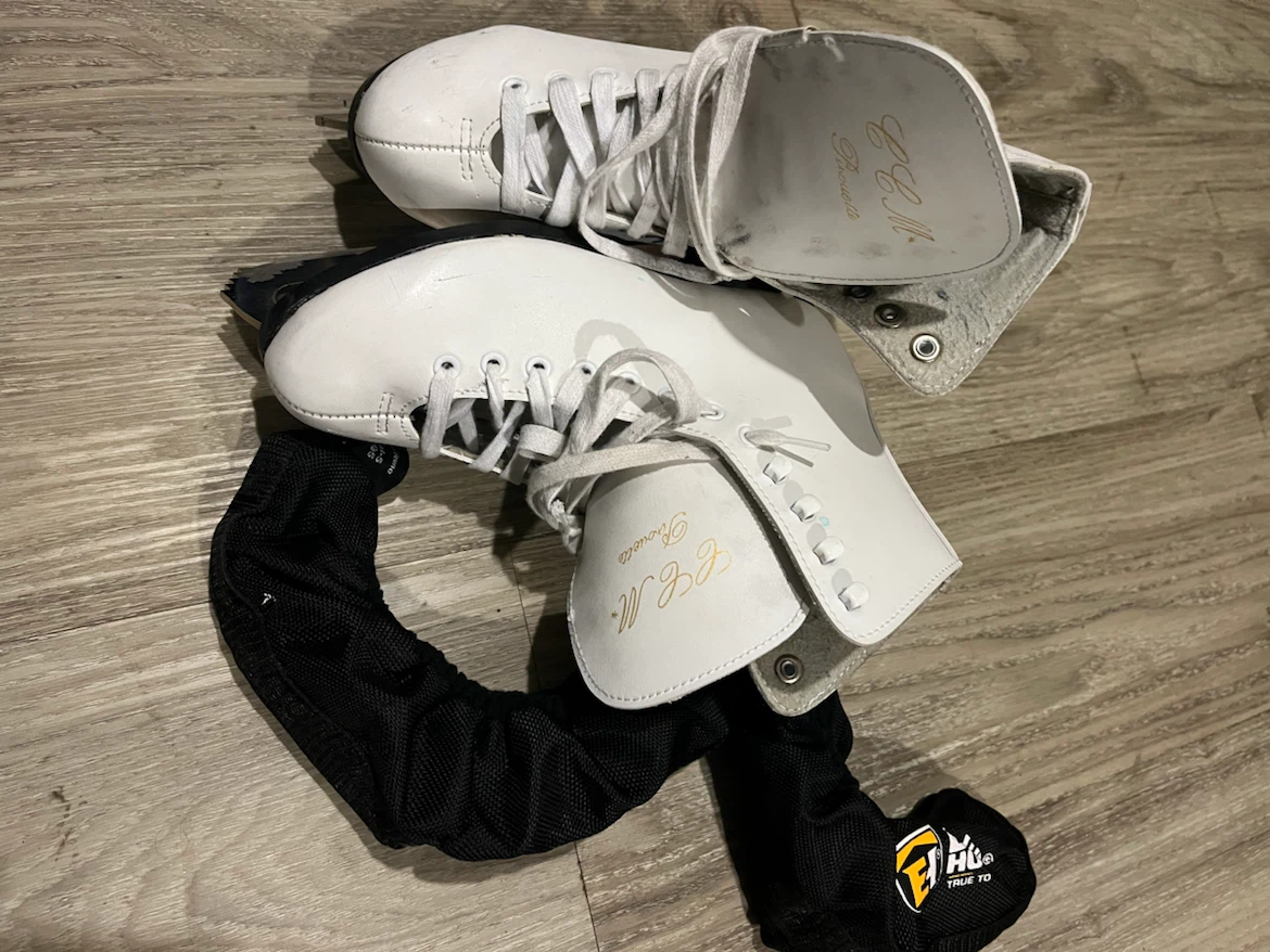 White Figure Skates with Blade Covers