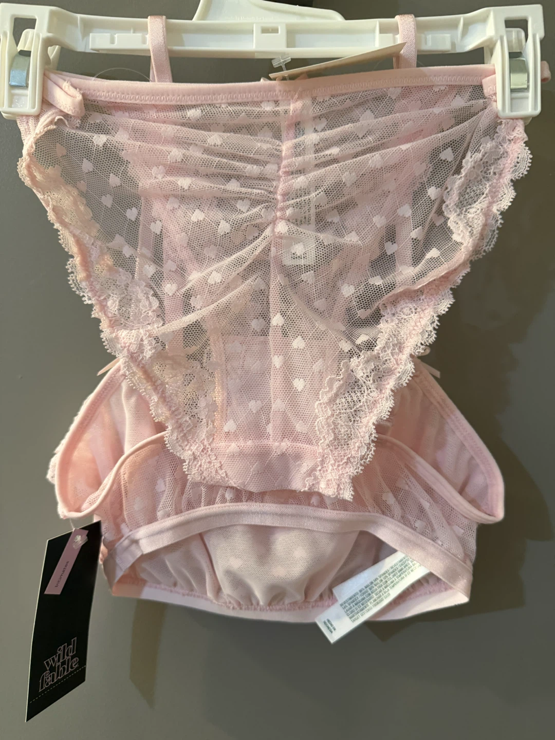 NWT! XXS Wild Fable Women's Pink Lace Heart Bralette & Panty Set - photo 3